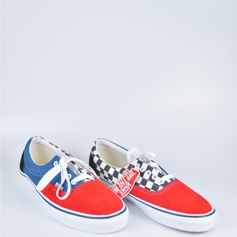 Vans Era Red Navy Blue Black White Checker Mix and Match New 8.5 MEN 10WOMEN - Picture 3 of 6